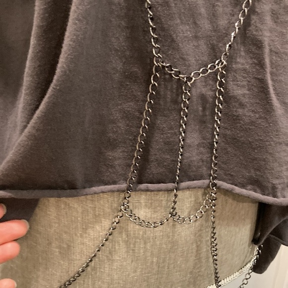 OneTeaspoon Long Sleeve Chain Top Asymmetrical Hem Size 10 Grey Rare - Picture 6 of 16